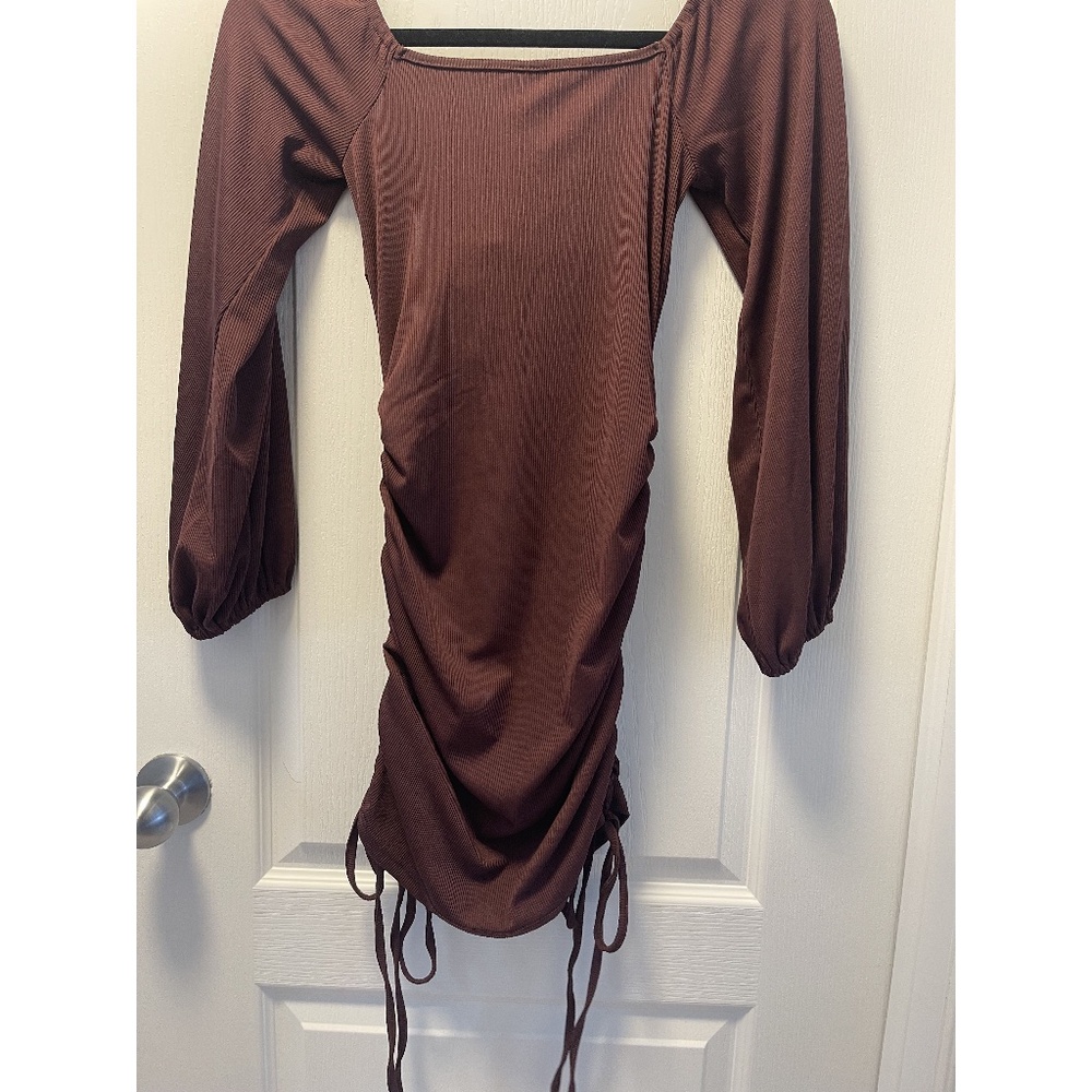 Off Shoulder Ruched Drawstring Dress - Picture 3 of 4